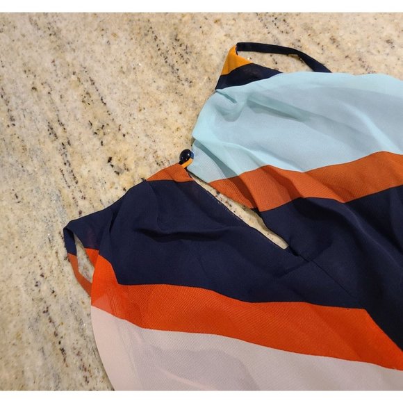 Fortune and Ivy Size Small Dress Striped 70's Maxi Long Slit Sleeveless Straps - Picture 10 of 12